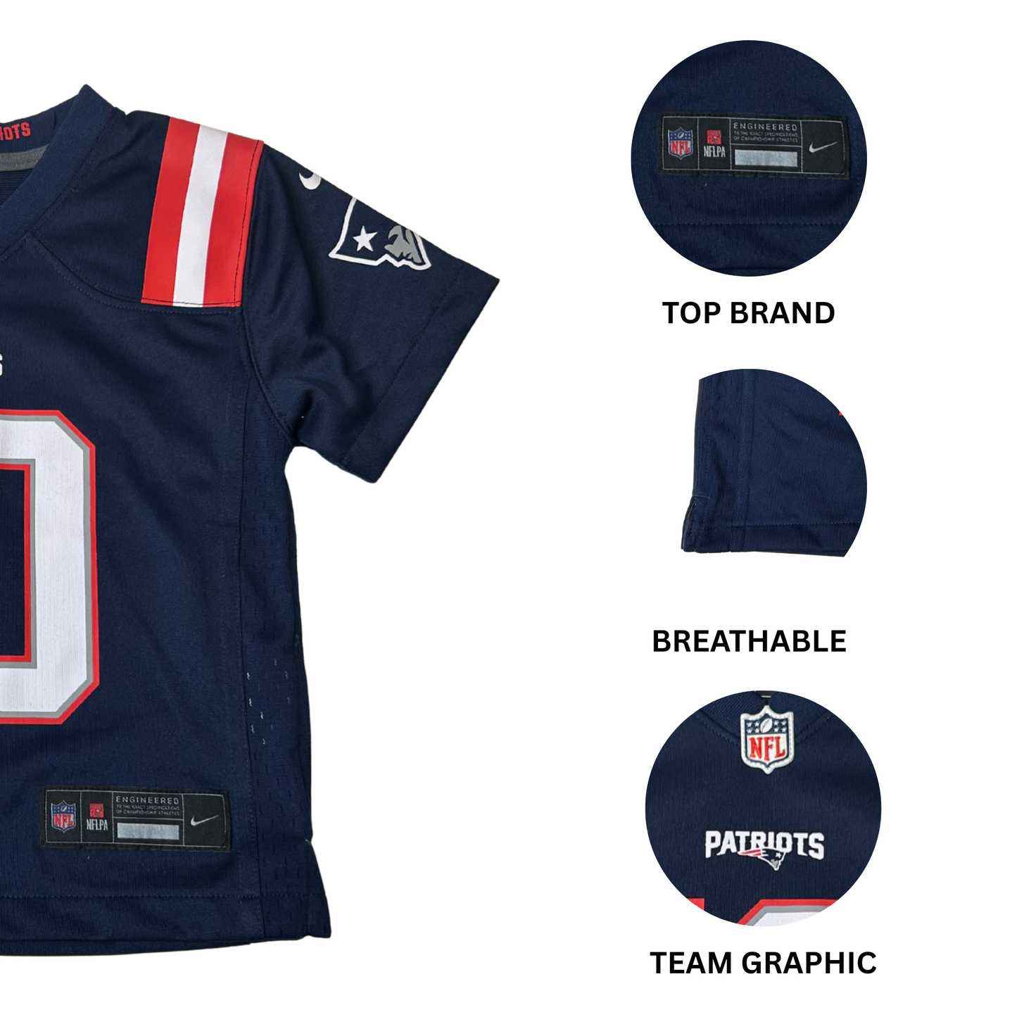 Toddler/ Youth NFL Mac Jones Jersey – New England Patriots – Lightweight & Breathable