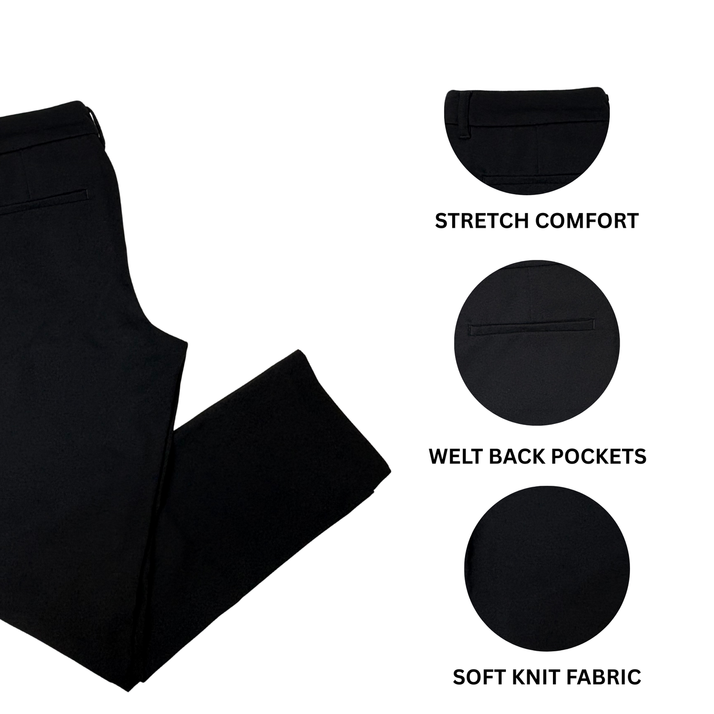 LVPL Women's Black Mid-Rise Soft Knit Pants - 4/27