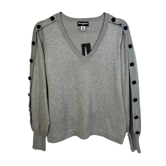 KL Silver Sweater with Black Sleeve Accents - Size S