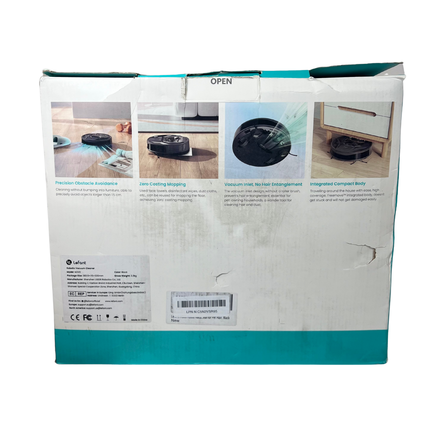 Robot Vacuum and Mop Combo with 6000Pa Suction, Long Runtime & App Control