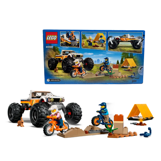 Building Game | City 4x4 Off-Roader Adventures 60387 - Camping Set with Monster Truck & Mountain Bikes