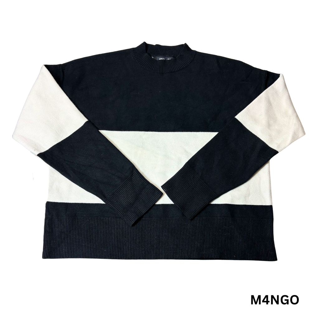 Women’s Black & White Round Neck Sweater – Size XS