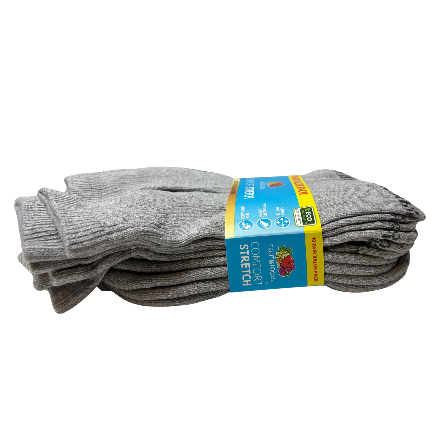 Men’s 10-Pair Ankle Gray Socks Fits Shoe Size 6–12