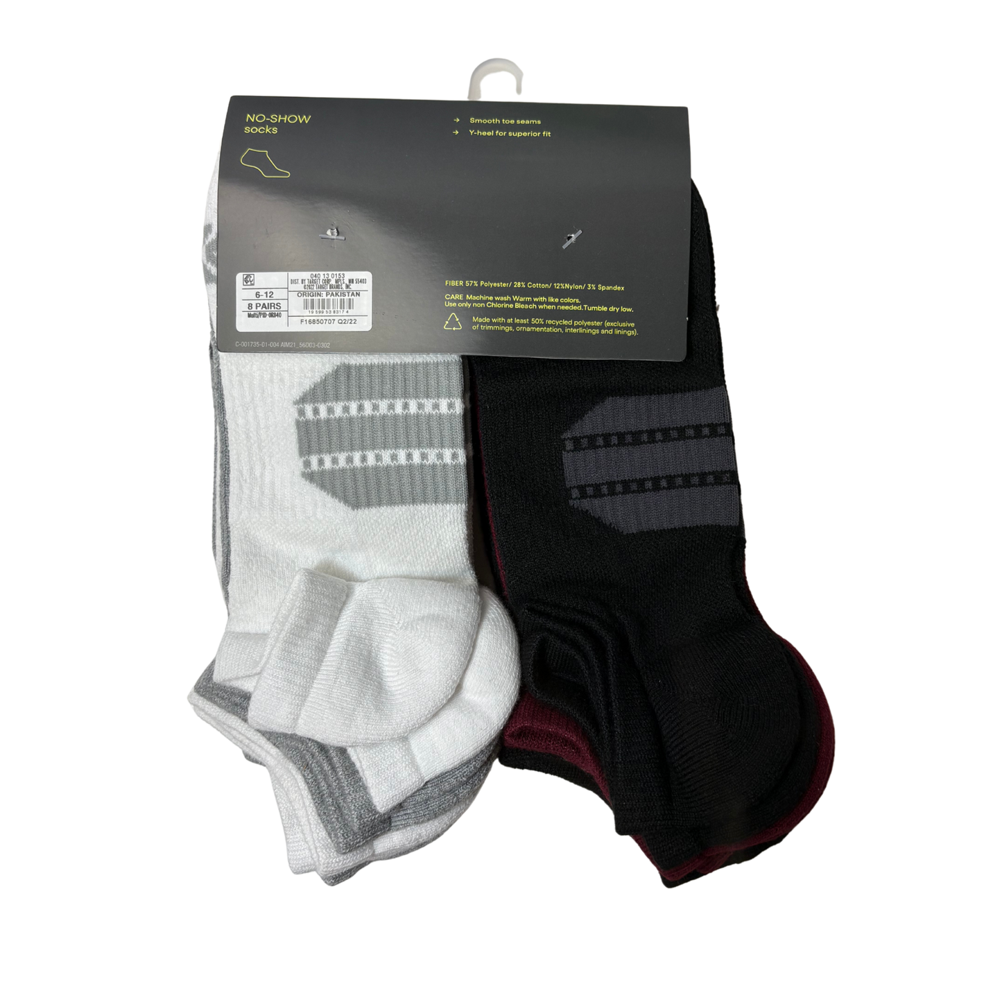 Men’s 6-Pack + 2 Bonus No-Show Socks – Fits Shoe Size 6–12
