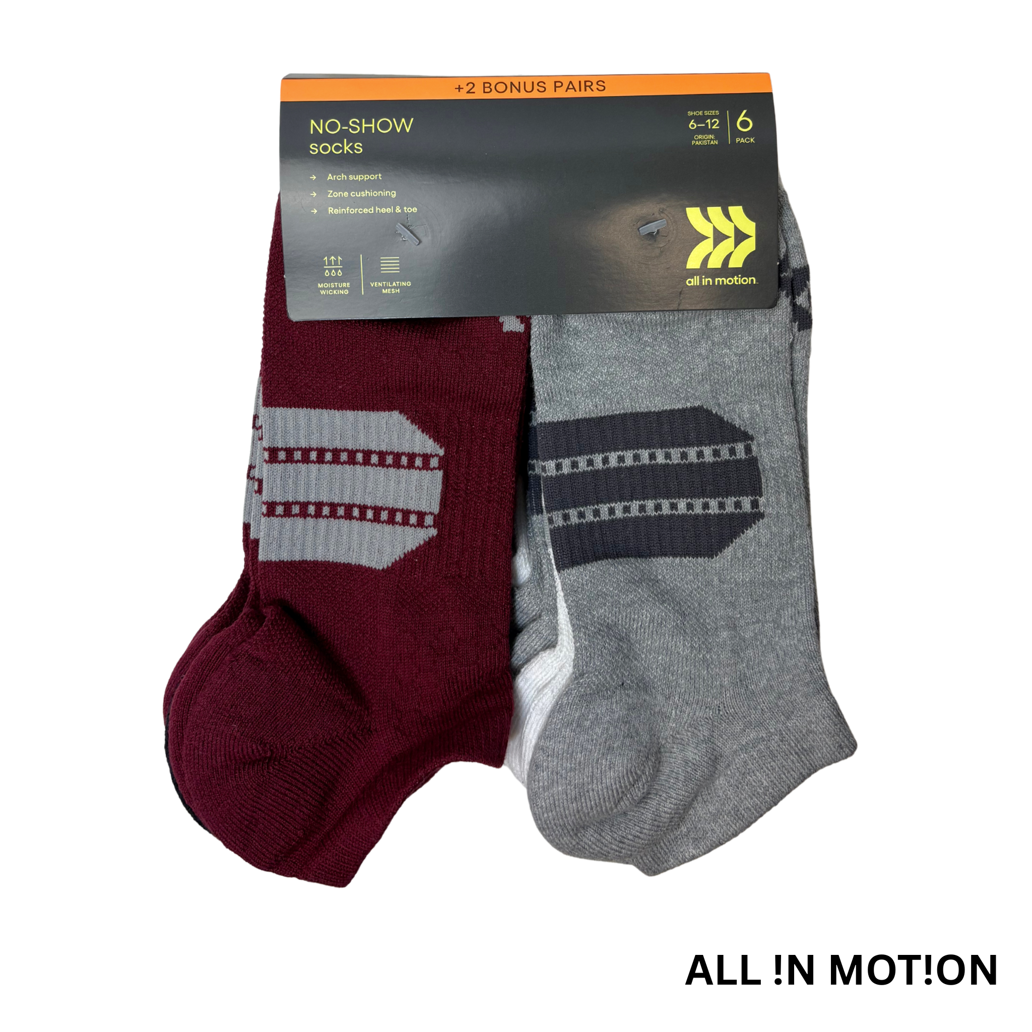 Men’s 6-Pack + 2 Bonus No-Show Socks – Fits Shoe Size 6–12
