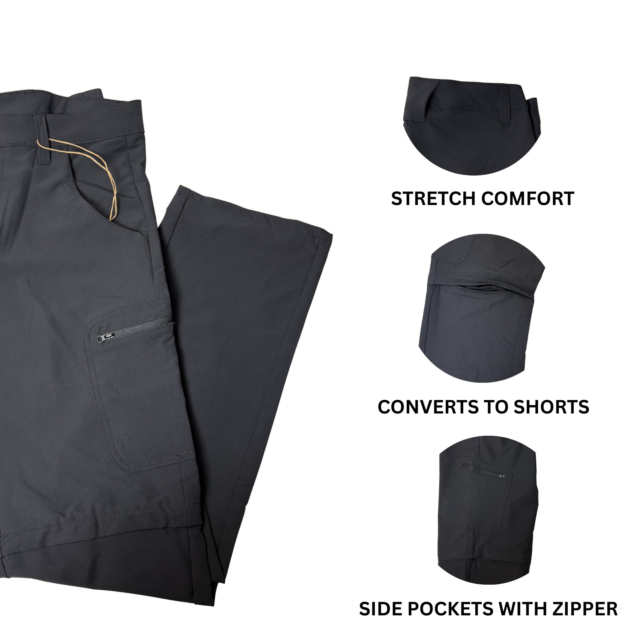 Men’s Black Outdoor Pants – Size M – Stretch Performance Fabric