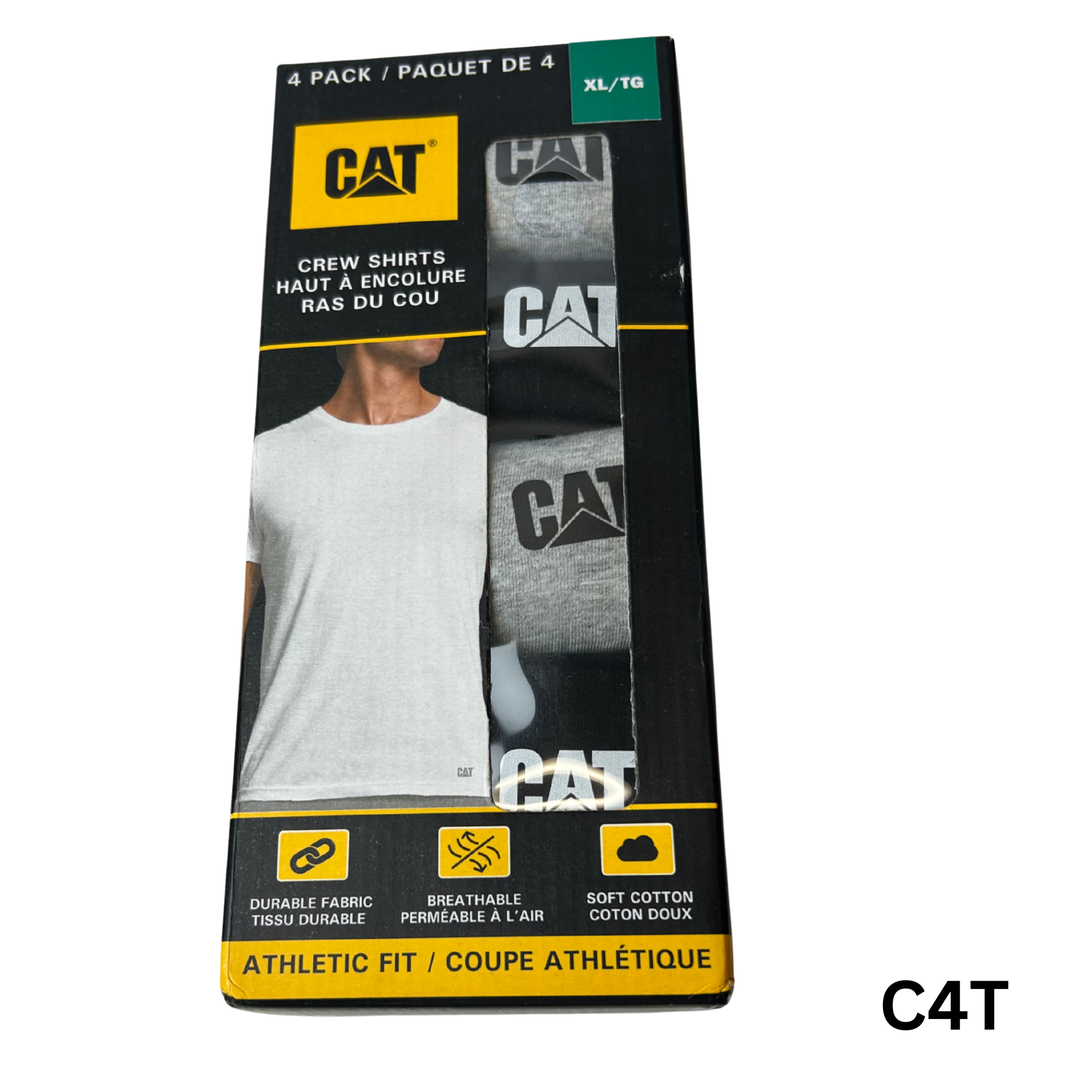 Men’s White Crew Neck T-Shirts 4-Pack Size S