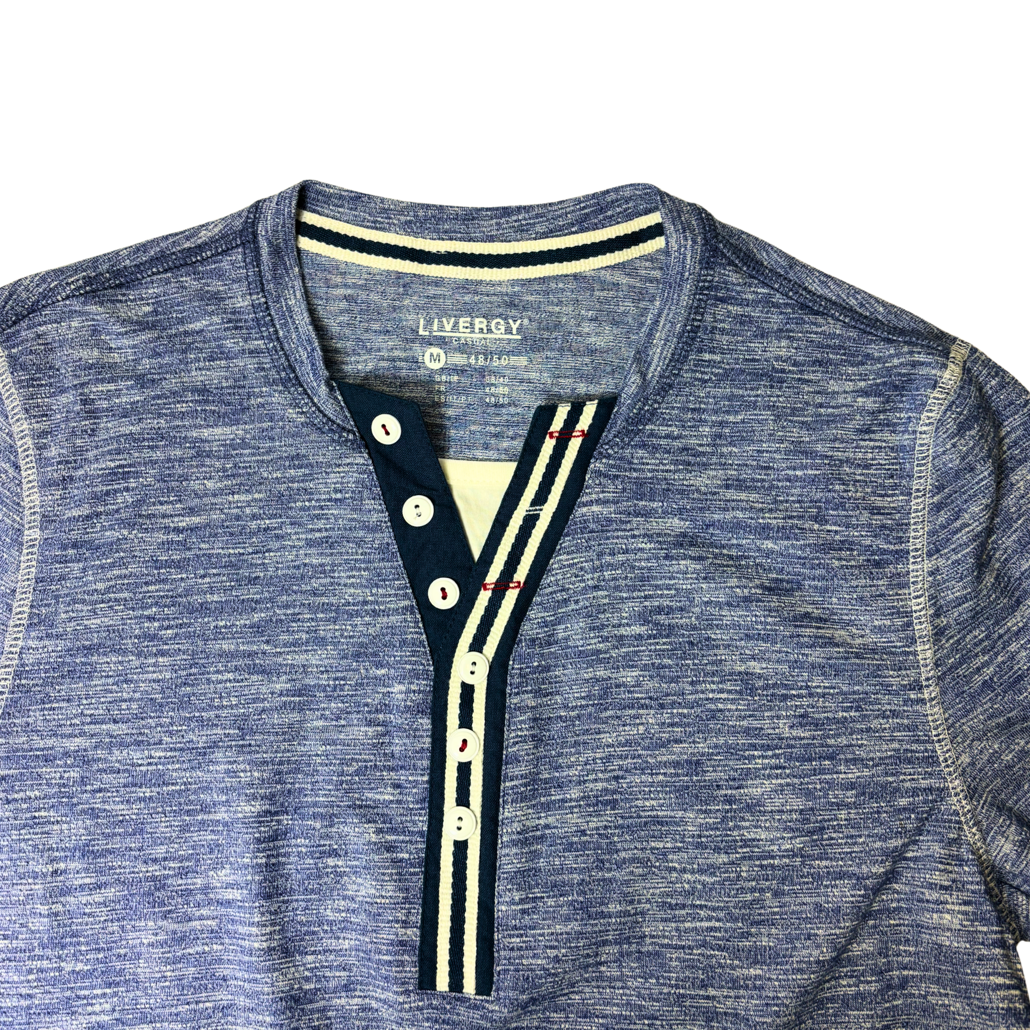 Men’s Casual Blue Long Sleeve Shirt – Size M