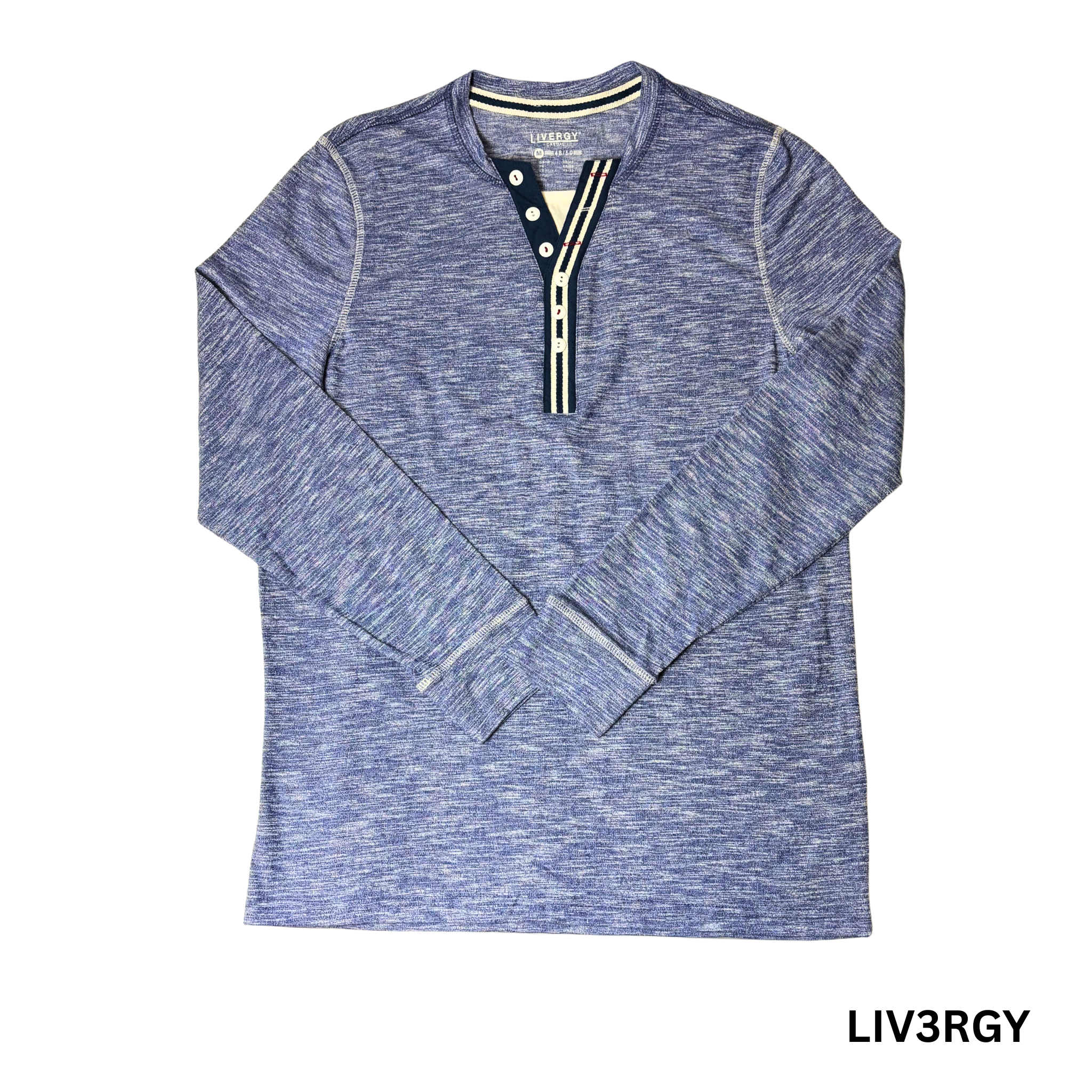 Men’s Casual Blue Long Sleeve Shirt – Size M