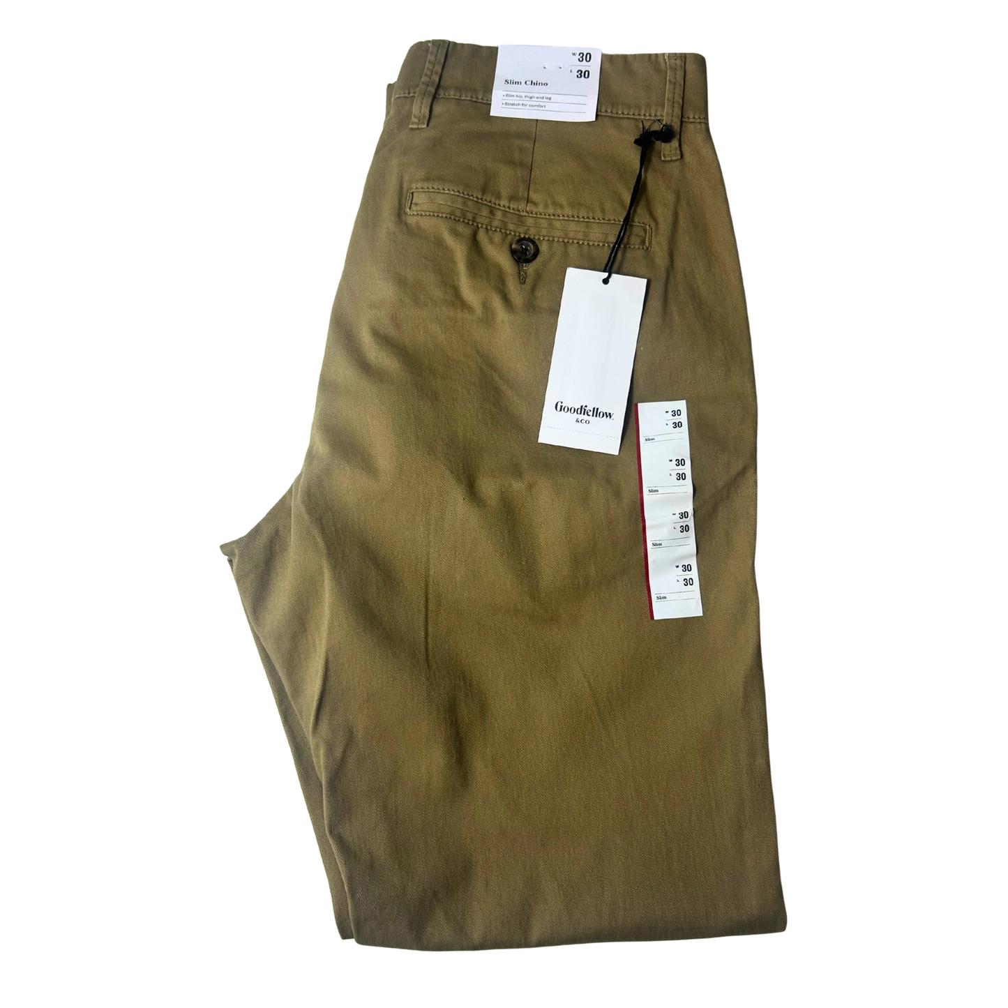 Men’s Slim Chino Pants – Every Wear Style – 30W x 30L – Dark Khaki
