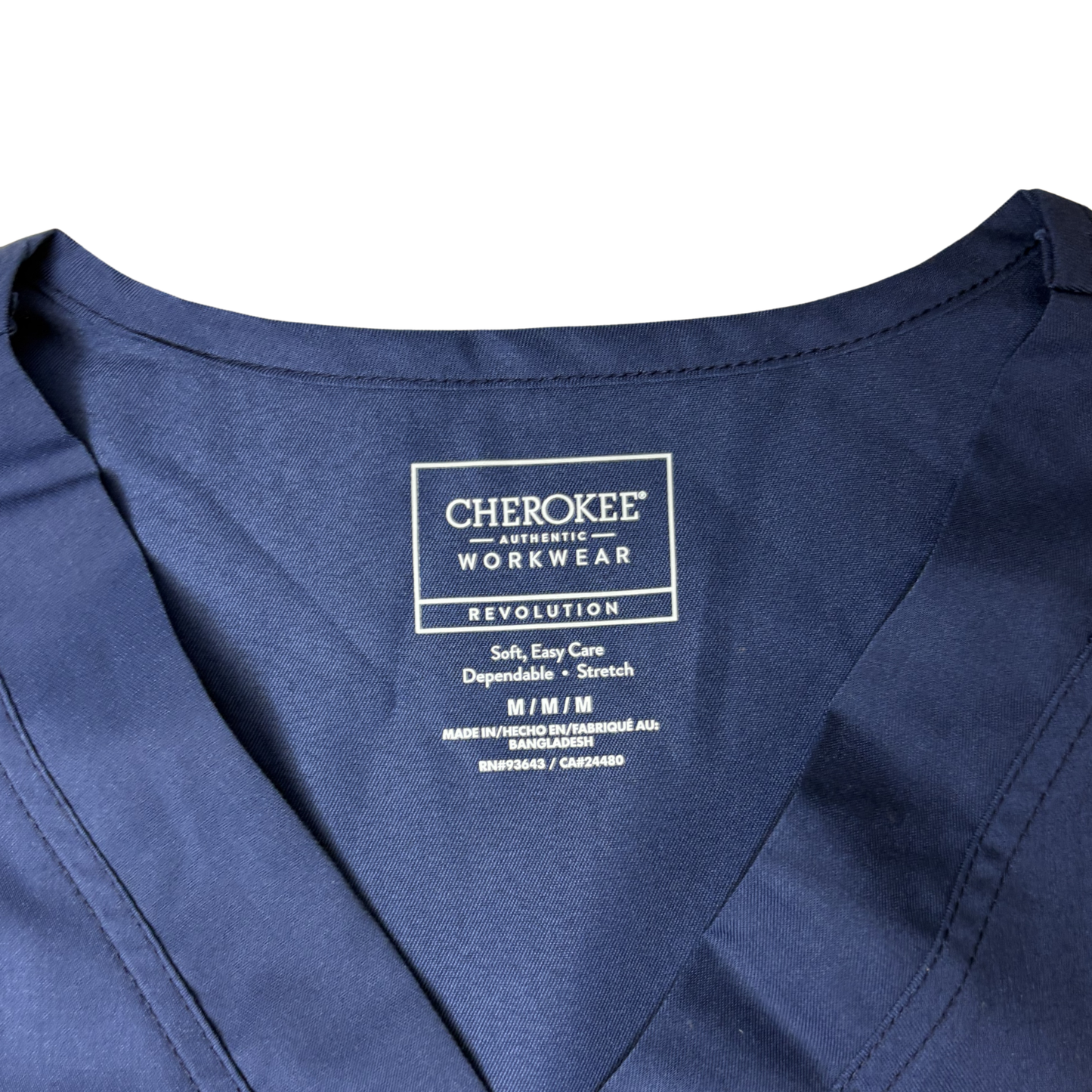 Men’s Navy Chest Pocket V-Neck Scrub Top – Size M