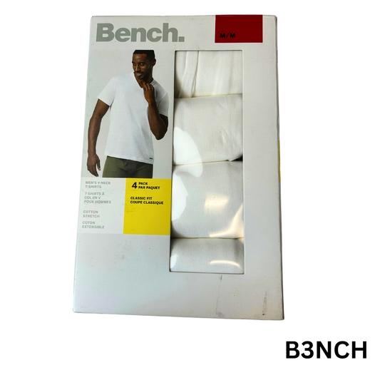 Men’s V-Neck T-Shirts White 4-Pack Size M Cotton Stretch