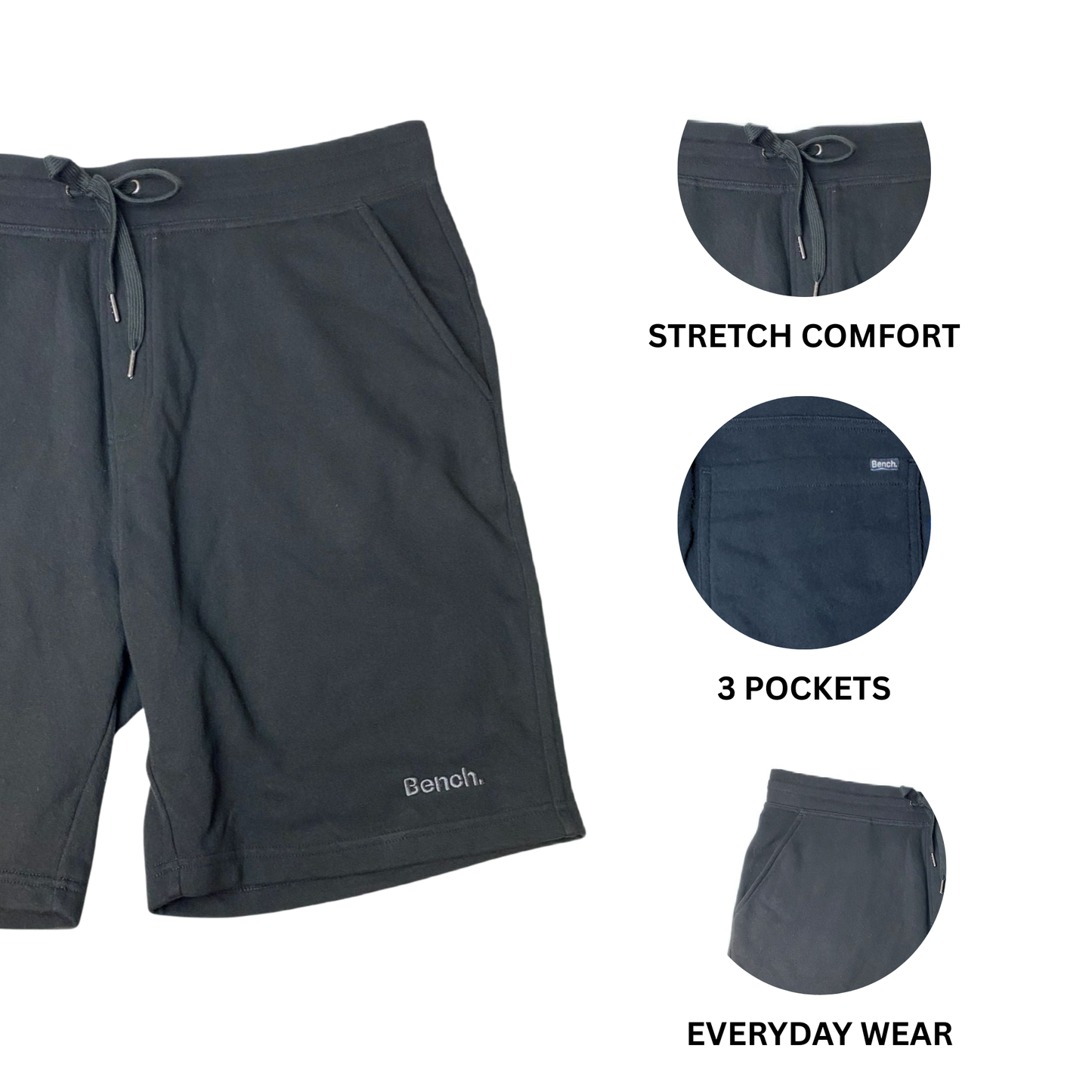 Men's Black French Terry Shorts - L