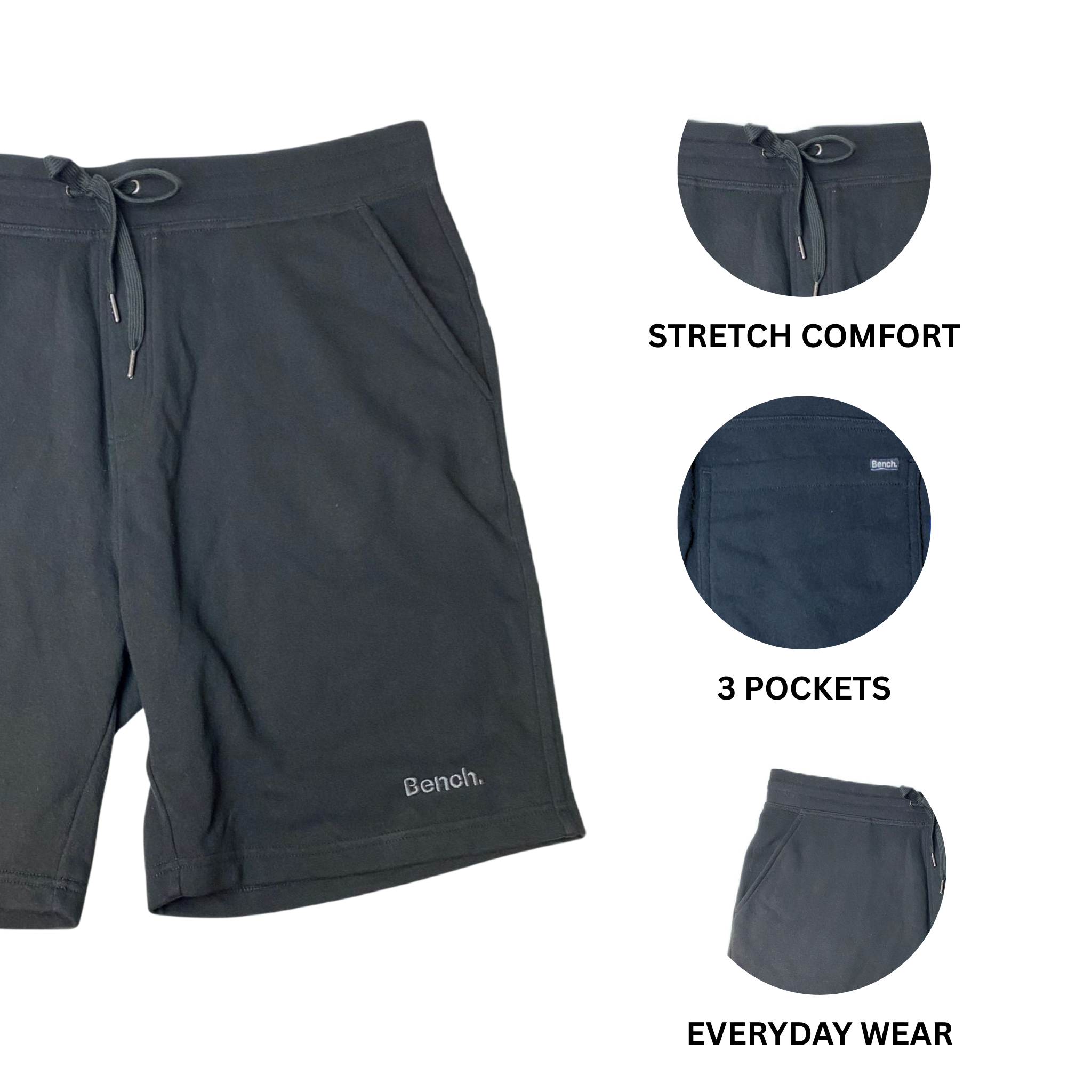 Men's Black French Terry Shorts - L