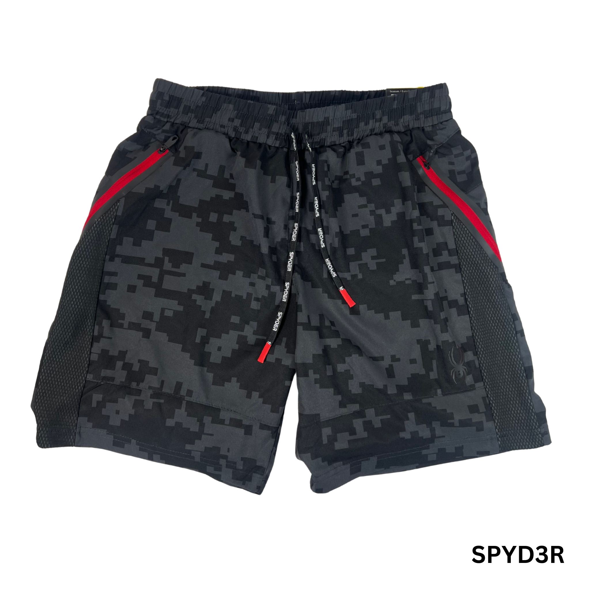 Men’s Black Pattern Stretch Athletic Shorts – Size S