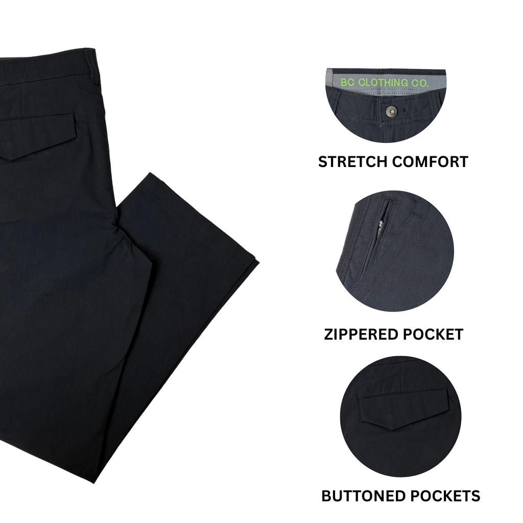 Men's Black Straight Leg Stretch Pants - 32x30