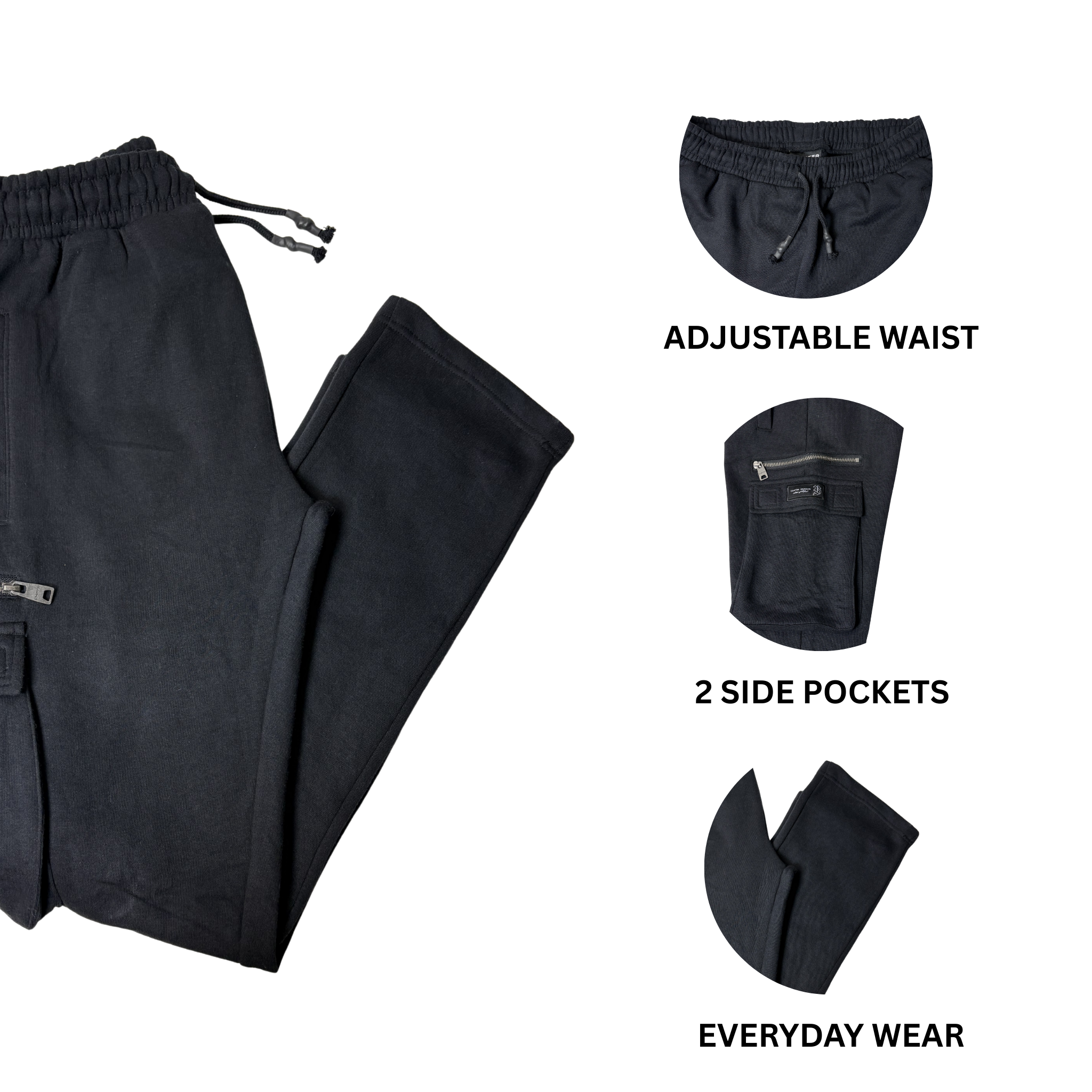 Men’s Black Sweatpants – Size M – Cotton Blend