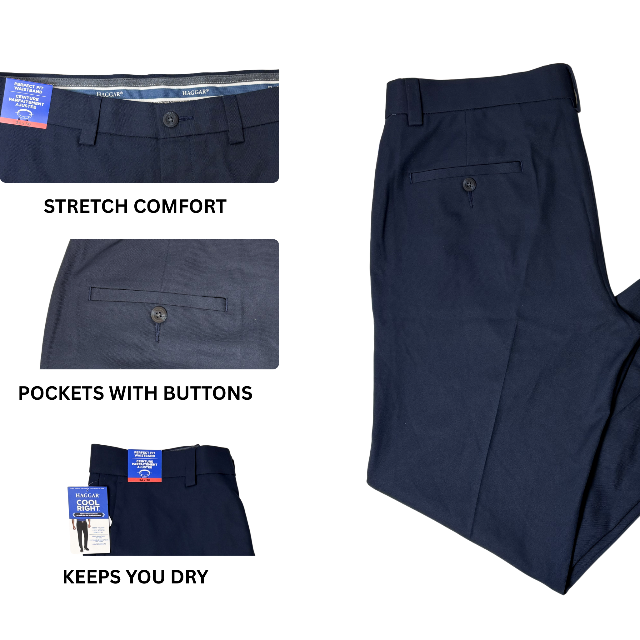 Men’s Blue Performance Pants – 34x30