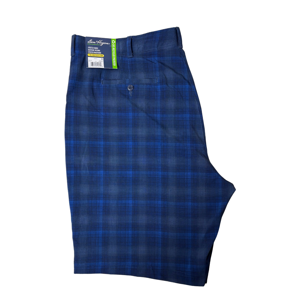 Men's Blue Plaid Stretch Fabric Shorts - 44