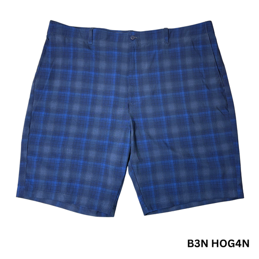 Men's Blue Plaid Stretch Fabric Shorts - 44
