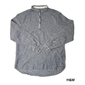 Men's Blue and White Stripped 1/4 Button Up Polo - L