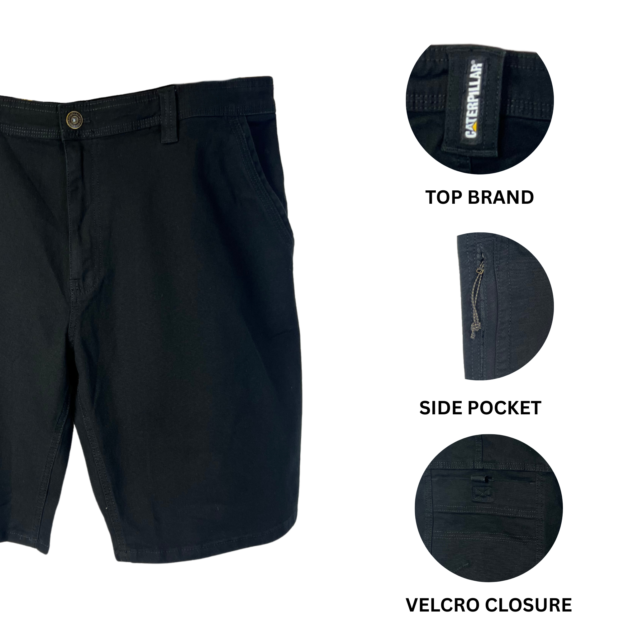 Men's Canvas Cargo Shorts - Black, Size 38