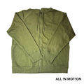 Men's Green Cotton Fleece Full Zip Sweater - XL