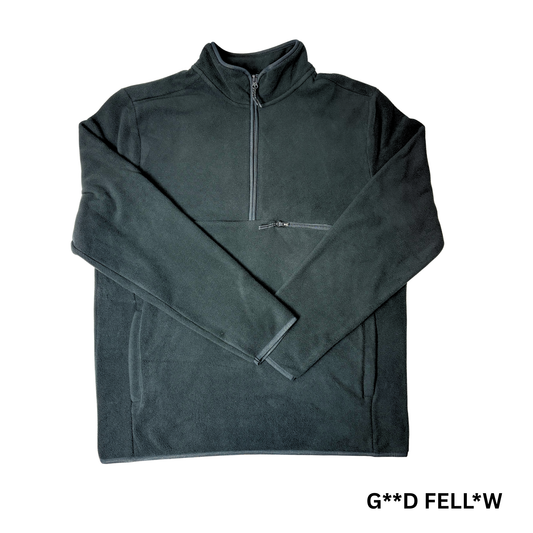 Men's Black Chest Pocket Long Sleeve 1/4 Zip Sweater - L