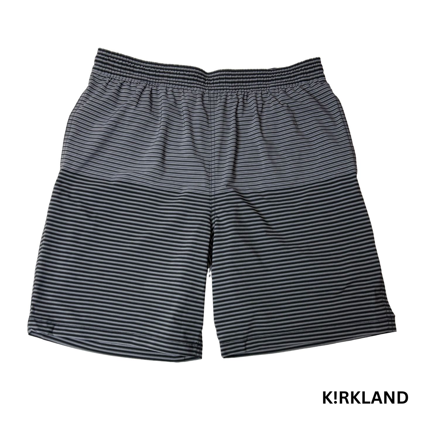 Men's Grey & Black Striped Zipper Back Pocket Swim Short