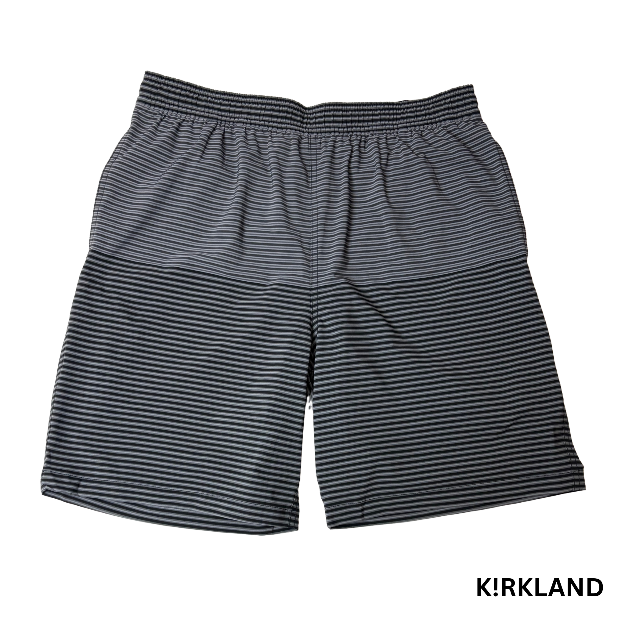 Men's Grey & Black Striped Zipper Back Pocket Swim Short