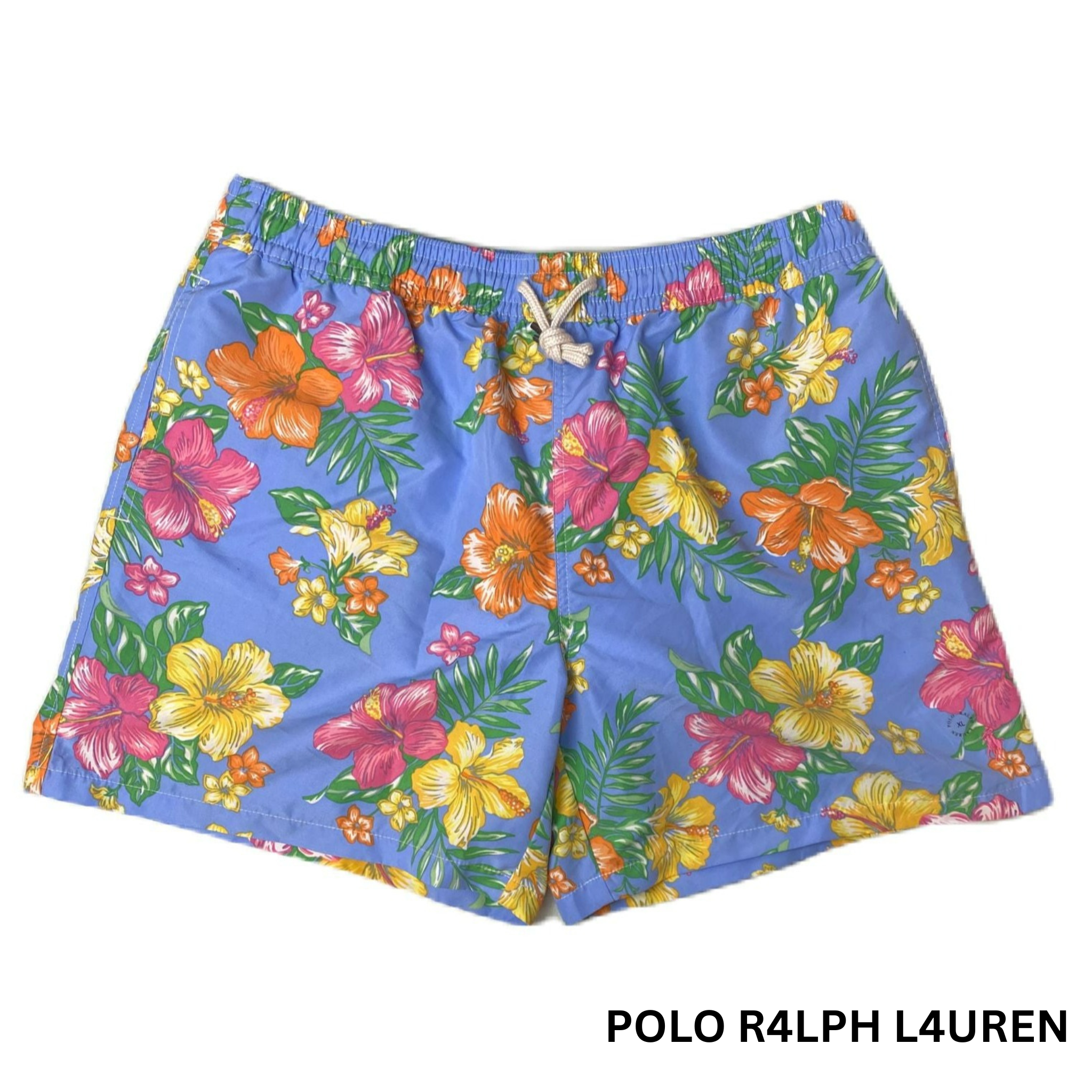 Men's Light Blue Flower Swim Shorts - XL