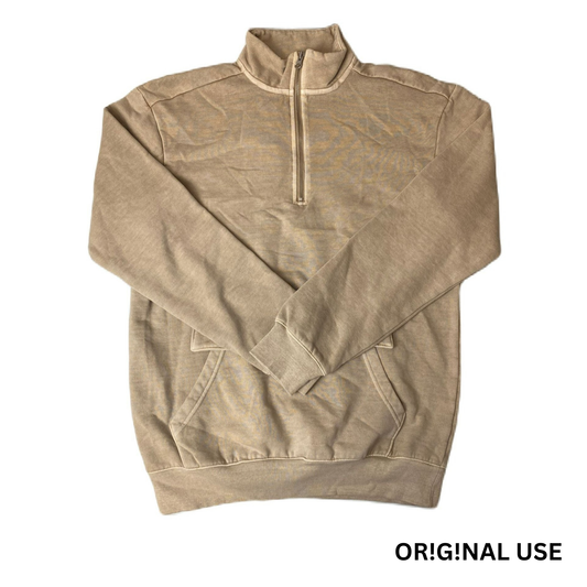 Men's Light Brown 1/4 Zip Pullover Sweater - S