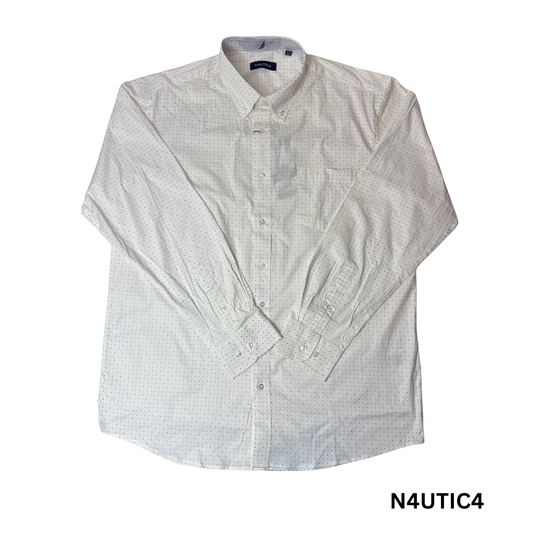 Men's White Multi Pattern Dress Shirt - XL 17 (34/35)