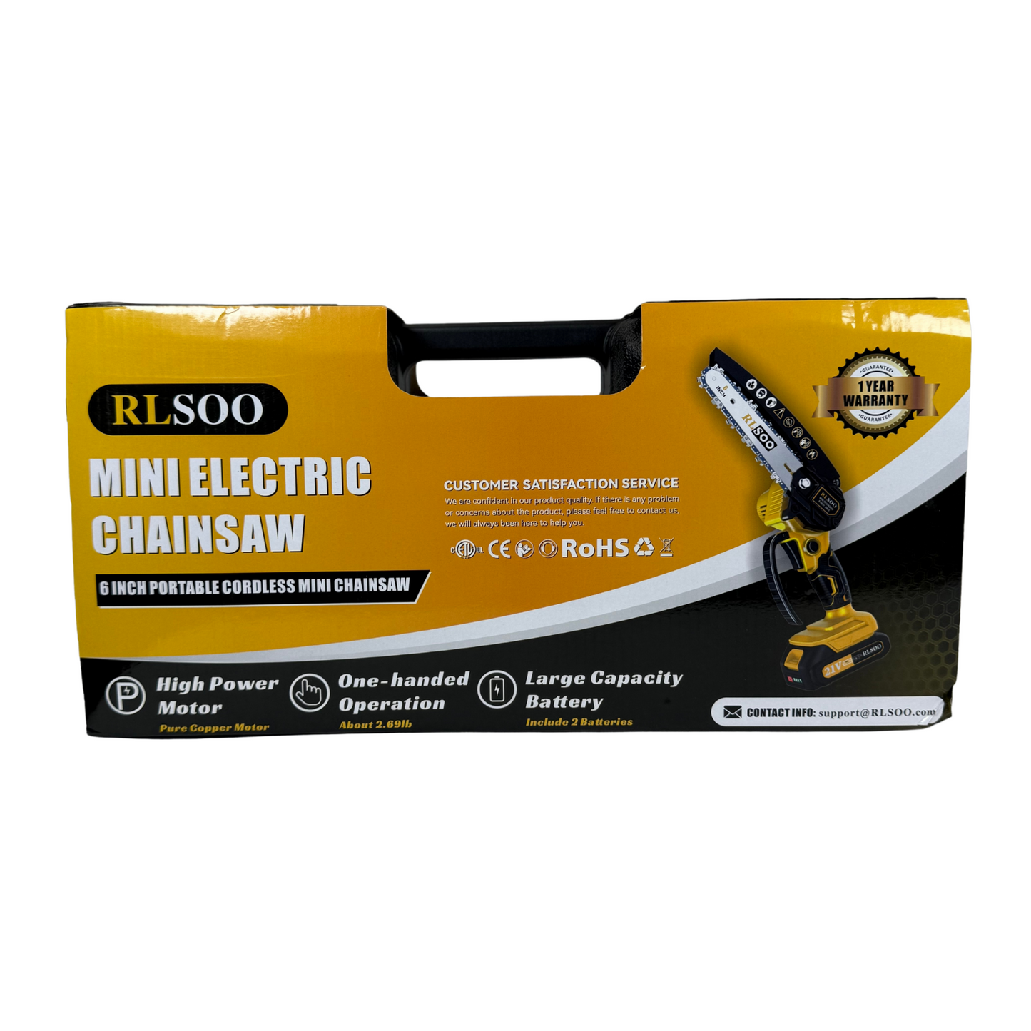 6-Inch Cordless Mini Chainsaw – Portable, Battery-Powered, Includes 2 Batteries & 3 Chains