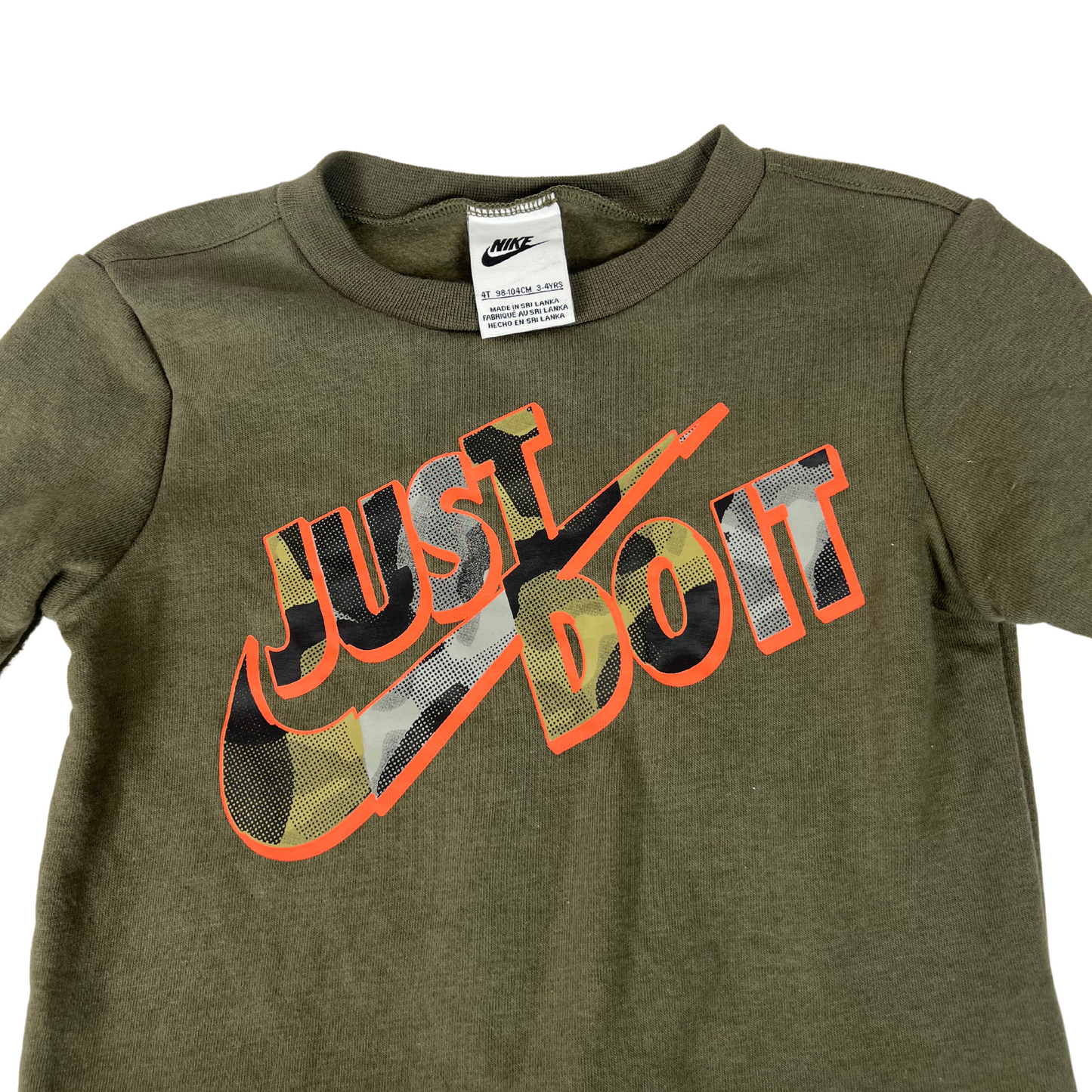 Just Do It Green Sweater with Camo Print - Size 4T