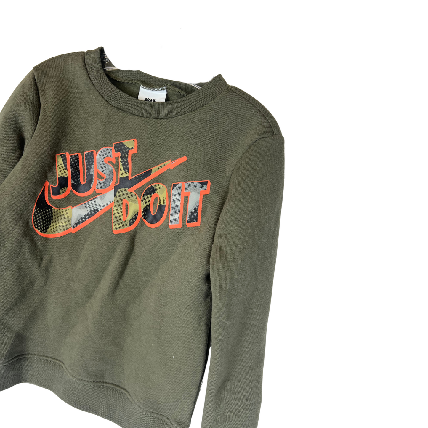 Just Do It Green Sweater with Camo Print - Size 4T