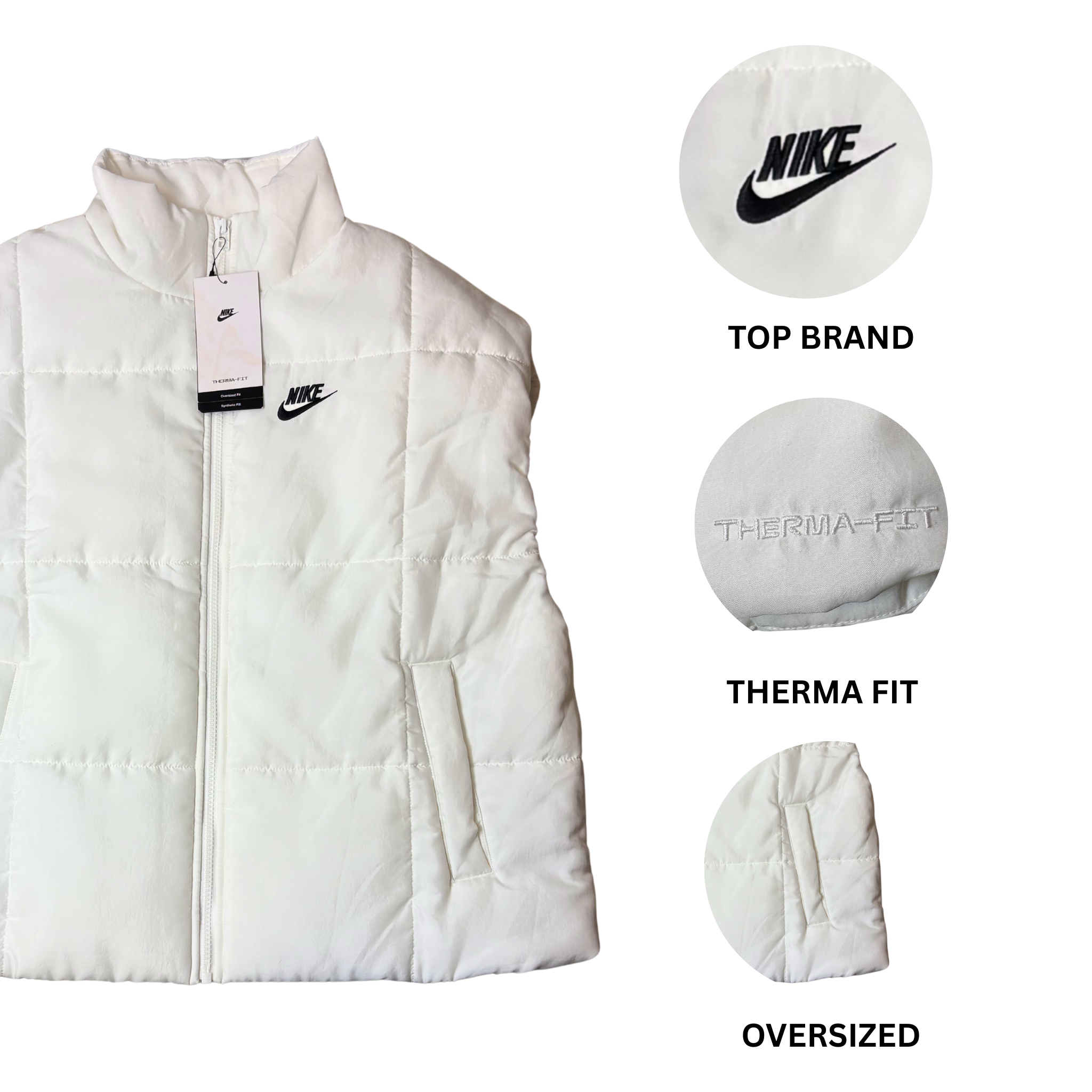 Women’s White Oversized Vest – Size XS – 100% Polyester