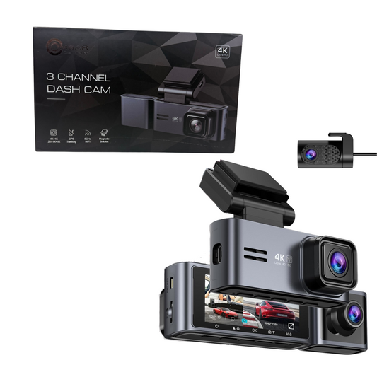 4K 3-Channel Dash Cam – Front, Rear & Cabin Coverage with WiFi, GPS & Night Vision