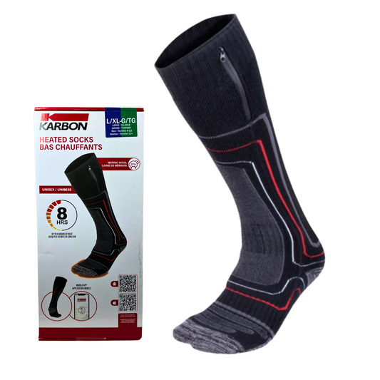 Heated Socks with 2 Rechargeable Batteries L/XL– 3 Heat Settings, Merino Blend, Smartphone Control