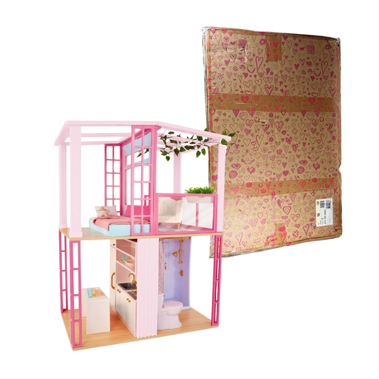 Pink Dollhouse with Terrace Playset | OG Lovely Loft 18 Ich