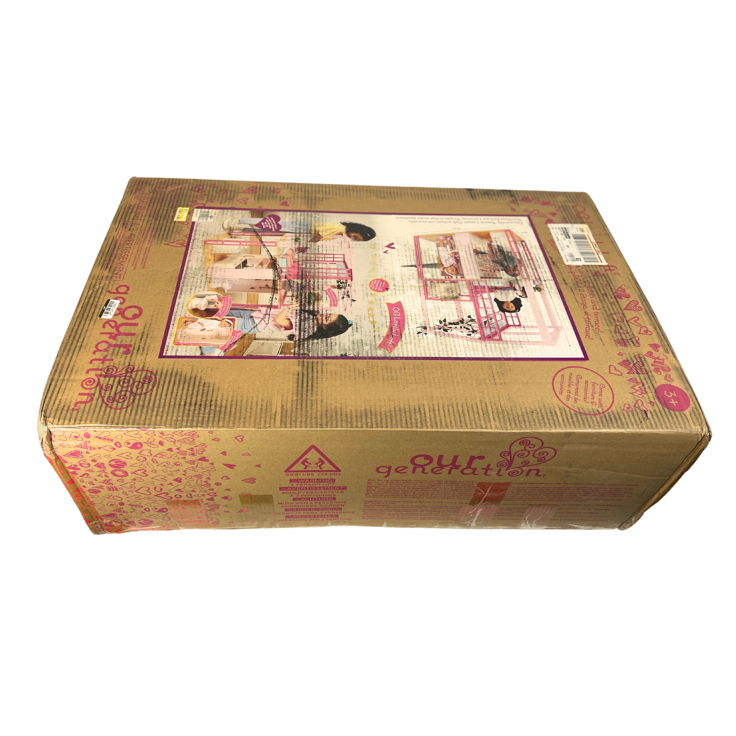 Pink Dollhouse with Terrace Playset | OG Lovely Loft 18 Ich