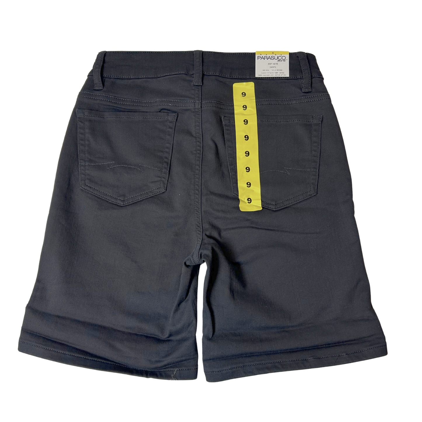 Women’s Dark Grey Jean Shorts – Mid-Rise Classic Fit with Tummy Control – Size 6