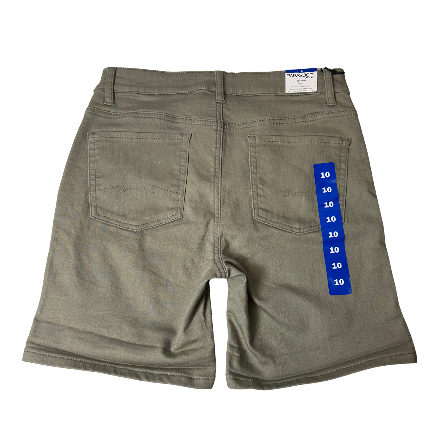 Women’s Light Green Jean Shorts – Mid-Rise Classic Fit with Tummy Control – Size 10