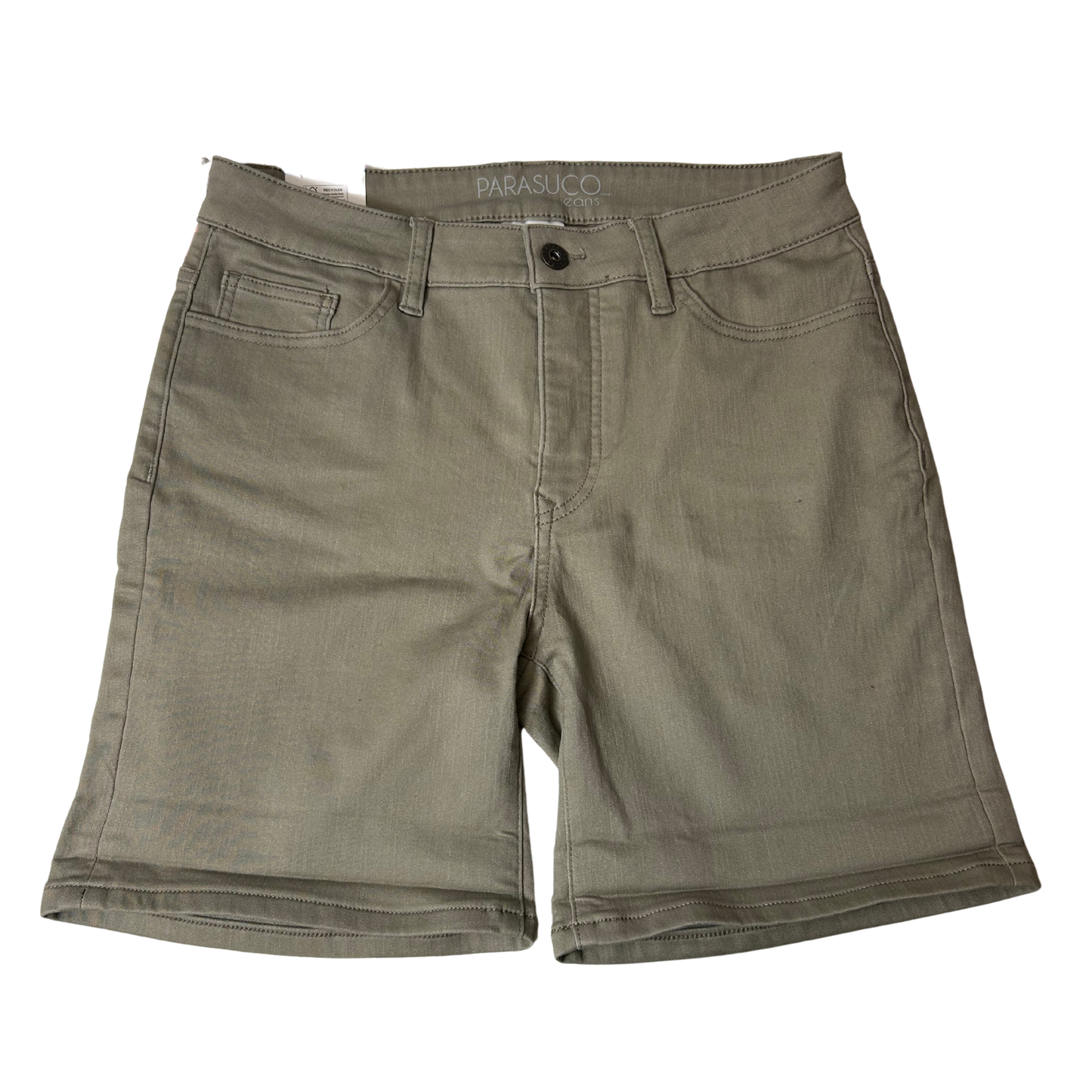 Women’s Light Green Jean Shorts – Mid-Rise Classic Fit with Tummy Control – Size 10