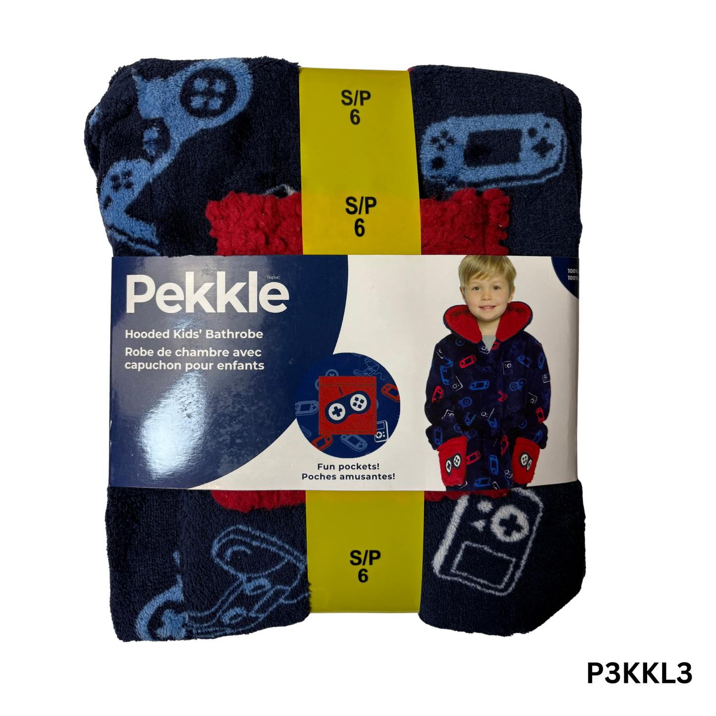 Boys Blue and Red Gaming Hooded Bathrobe - S (6)