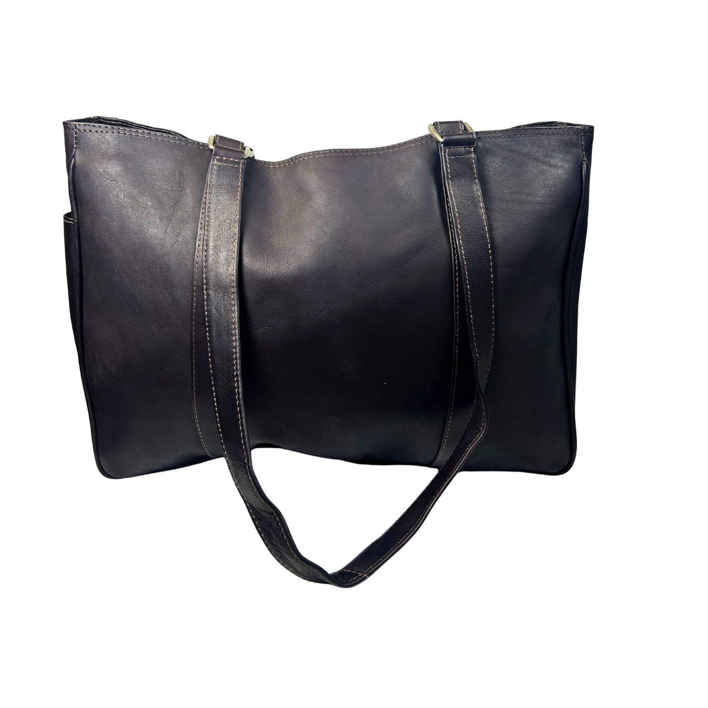 Rectangular Leather Tote Bag – Saddle Brown Small Shopping Handbag