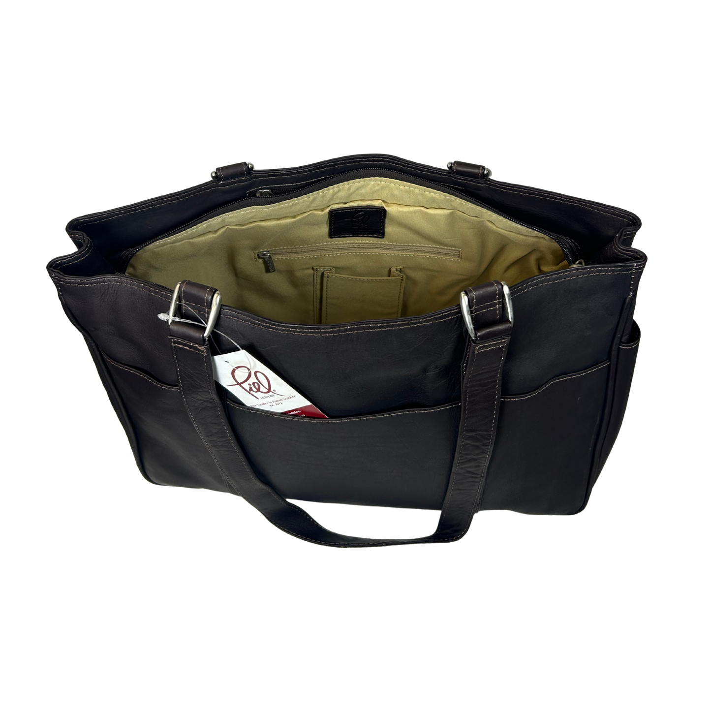 Rectangular Leather Tote Bag – Saddle Brown Small Shopping Handbag