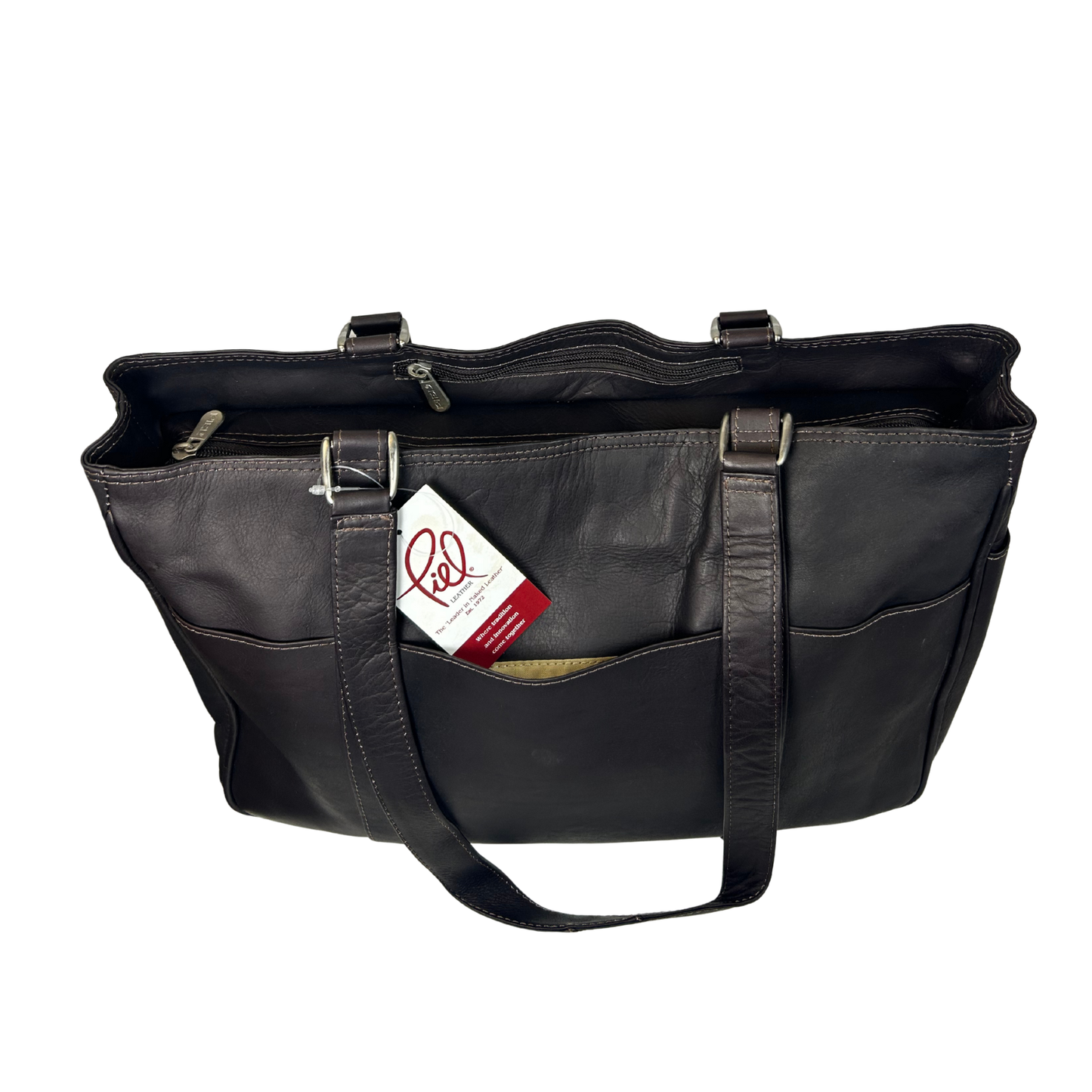 Rectangular Leather Tote Bag – Saddle Brown Small Shopping Handbag