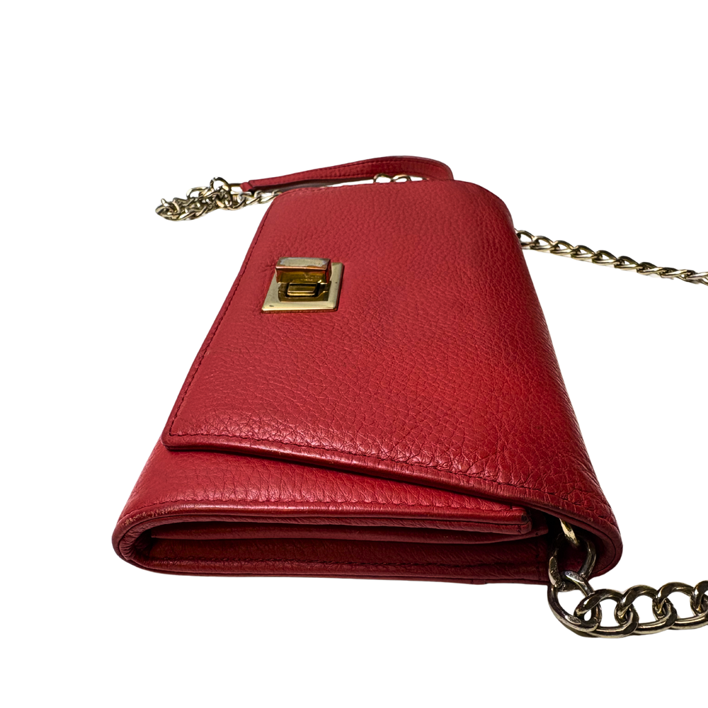 Pre-Loved Danier Red Clutch with Strap