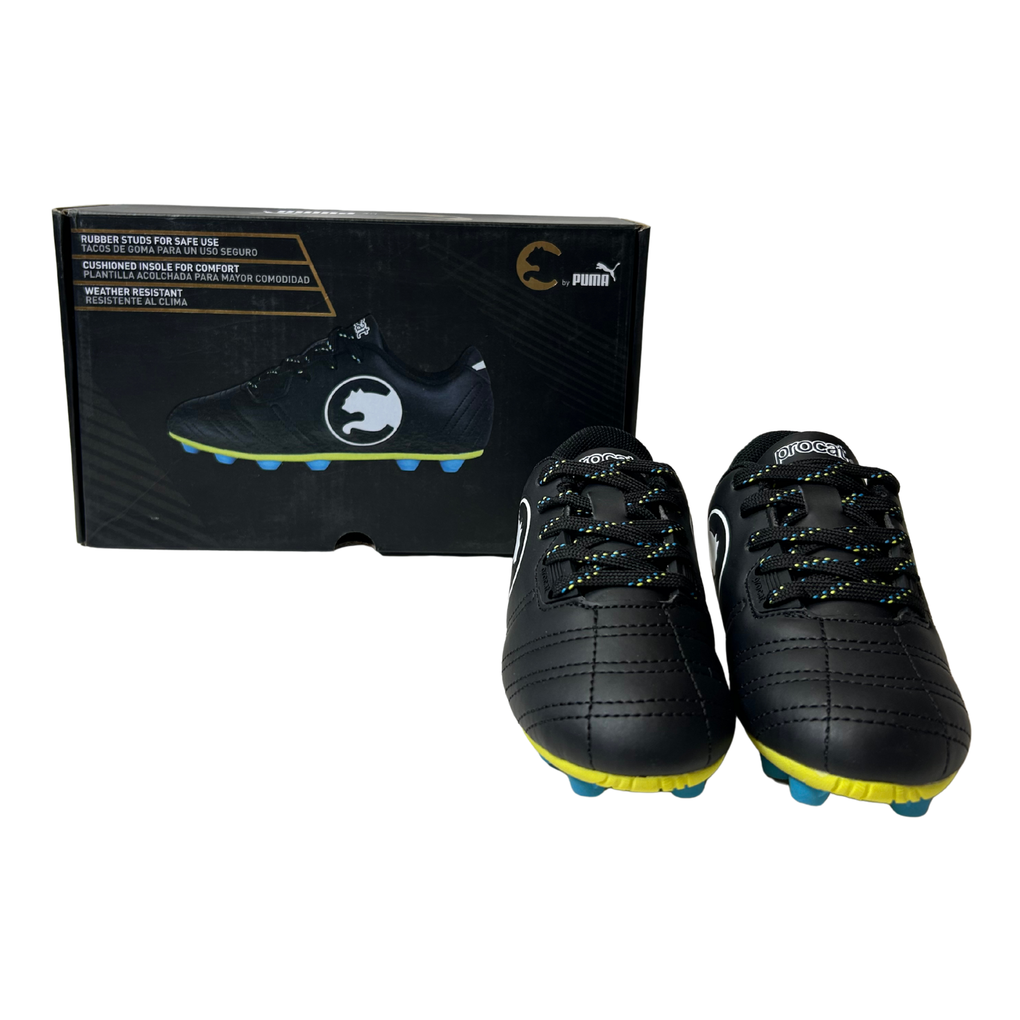 Kids ProCat Pitch Soccer Cleats – Black/White – Size 11